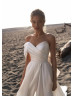 White Pleated Satin Slit Unusual Wedding Dress